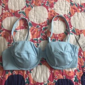 NWT Shade & Shore Sky Blue Ribbed Bikini Top